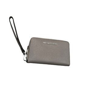 Michael Kors Jet Set Travel MK Signature Leather MF Phone Case Wristlet Wallet